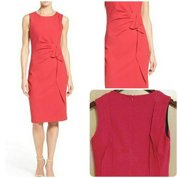 Quinn'Sleeveless Drape Front Sheath  Dress - Picture 1 of 7